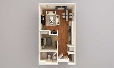Floor plan for studio, 1 bath, 578 sqft